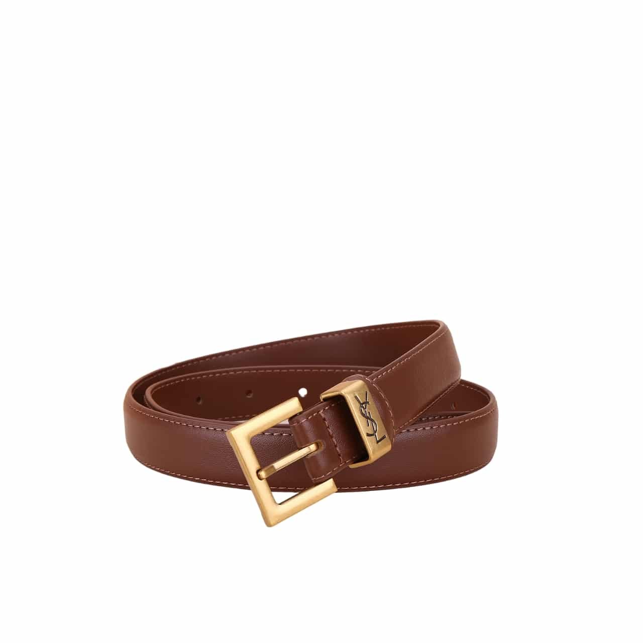 Sa1nt Lau*nt Y51 Square Logo Classic Belt Dark Brown 25Mm