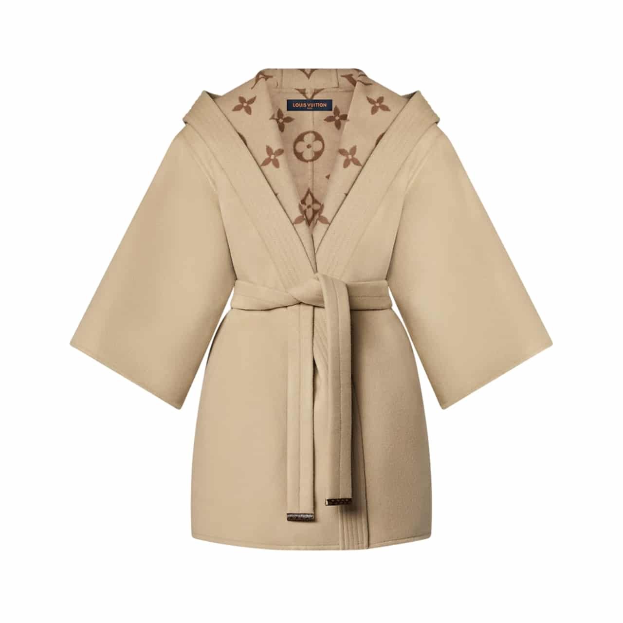 L0vis Vvtt0n Signature Hooded Wrap Robe Coat Beige 1Ab713