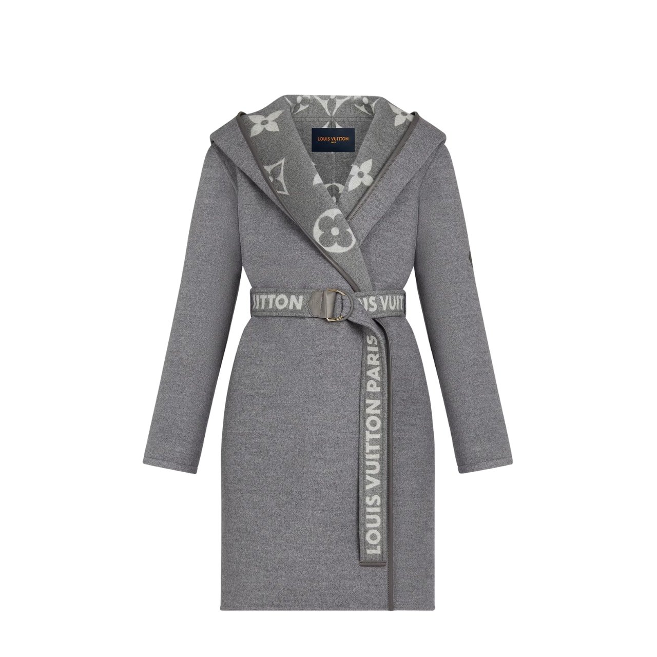 L0vis Vvtt0n Belted Double Sided Hooded Wrap Coat Gray 1A92Vf