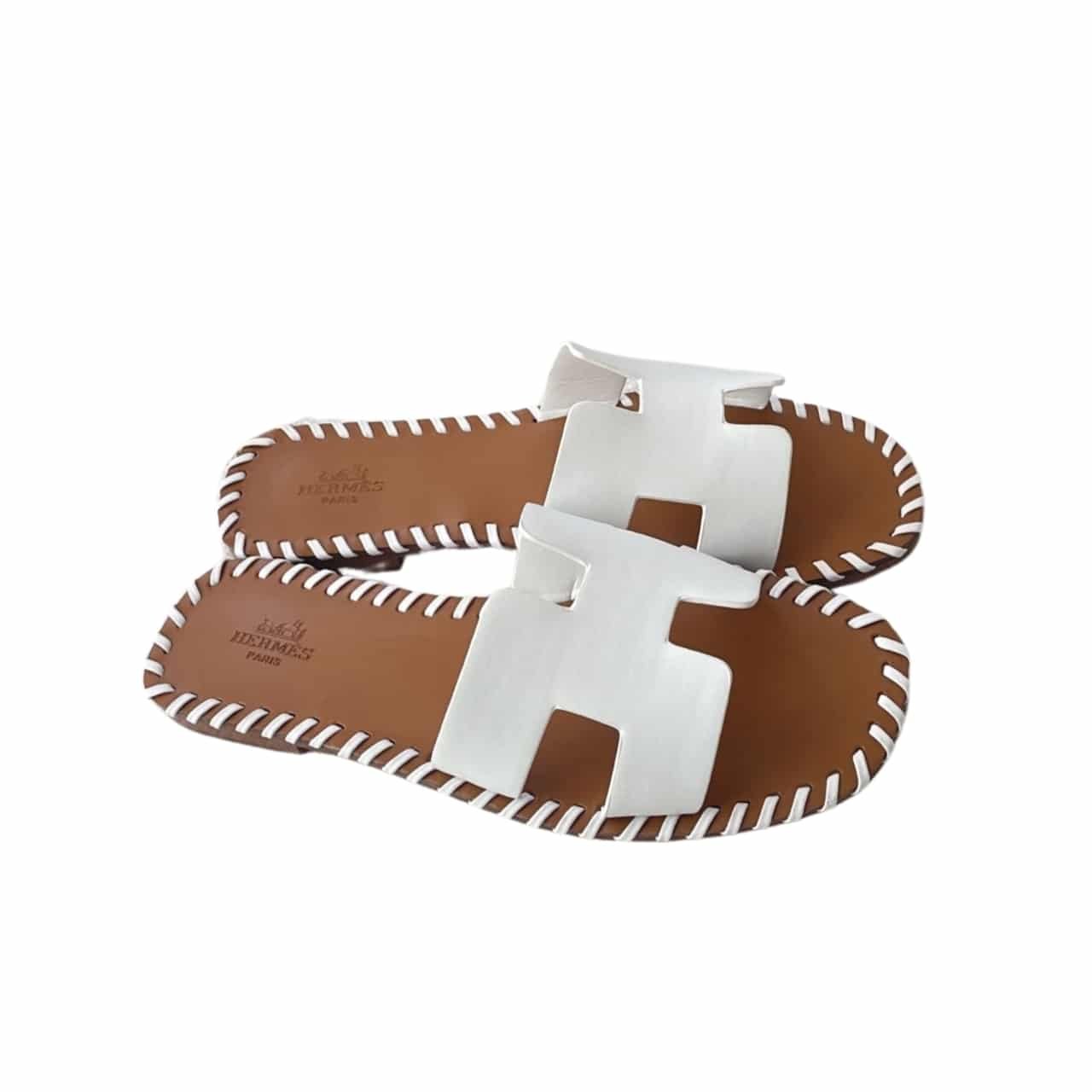 H**me5 Oran Sandals Stitching In Brown And White