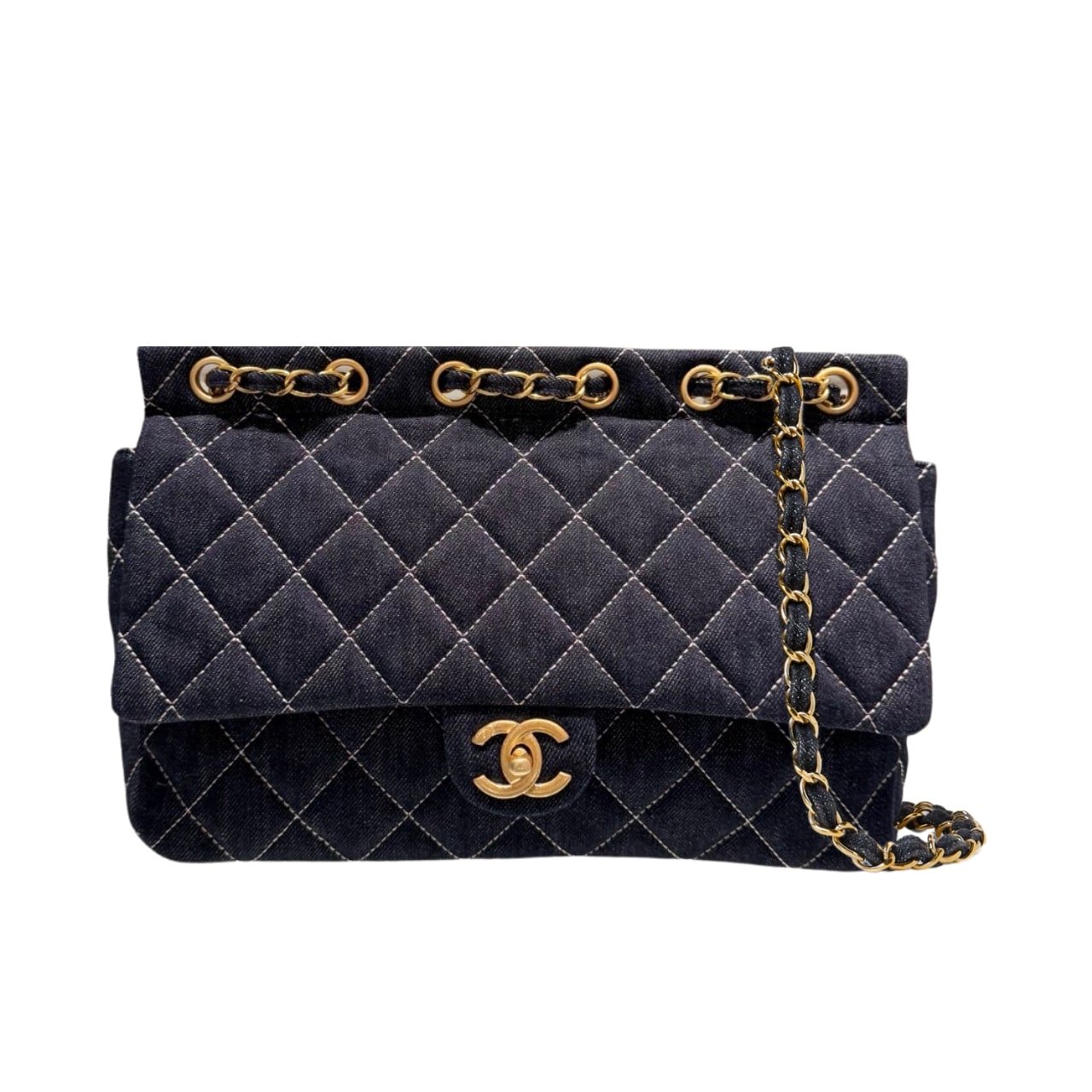 Ch**el Classic Flap Bag In Denim Dark Blue 30Cm
