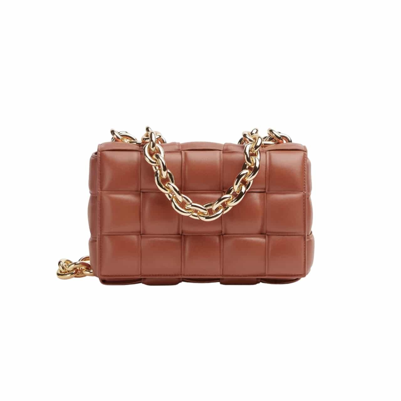 B0tt*ga Ven*ta Chain Cassette Crossbody Bag In Maple 26Cm
