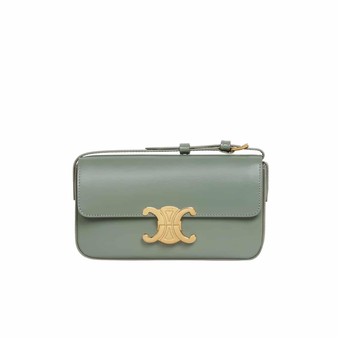 Ce1i*e Triomphe Shoulder Bag In Shiny Calfskin Green 20Cm 194143Bf4 31La