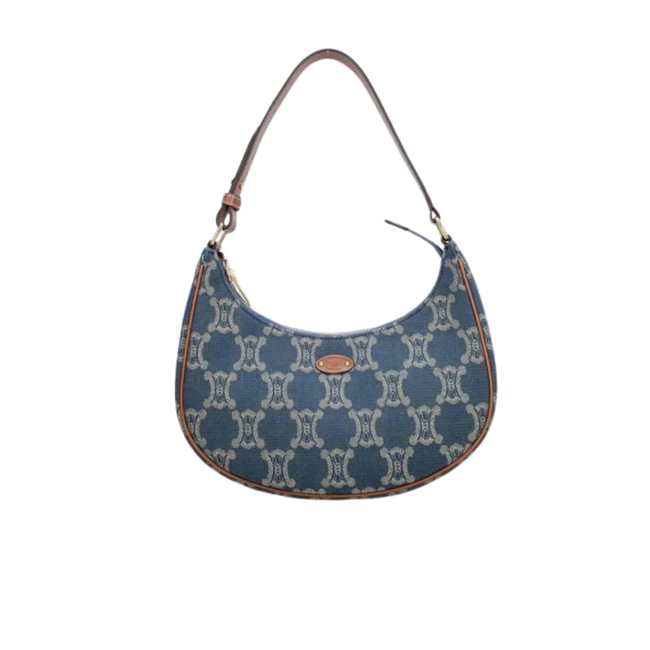Ce1i*e Ava Triomphe Bag Half Moon In Denim Blue 25Cm