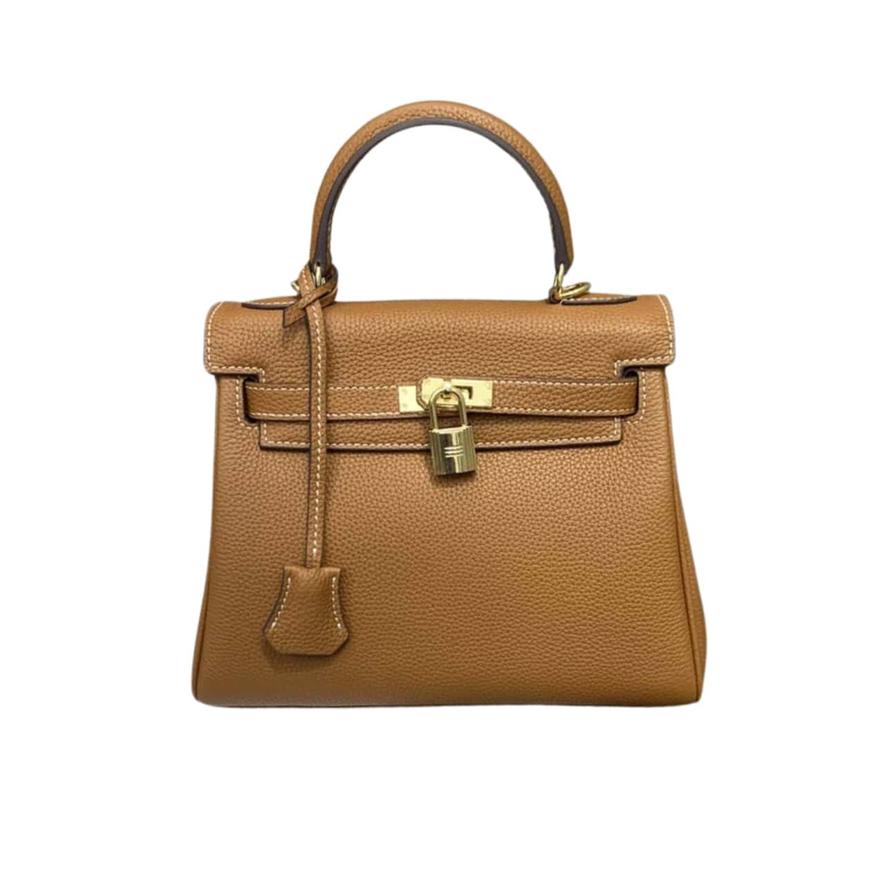 H**me5 Kelly 25Cm Brown Gold Hardware 25Cm