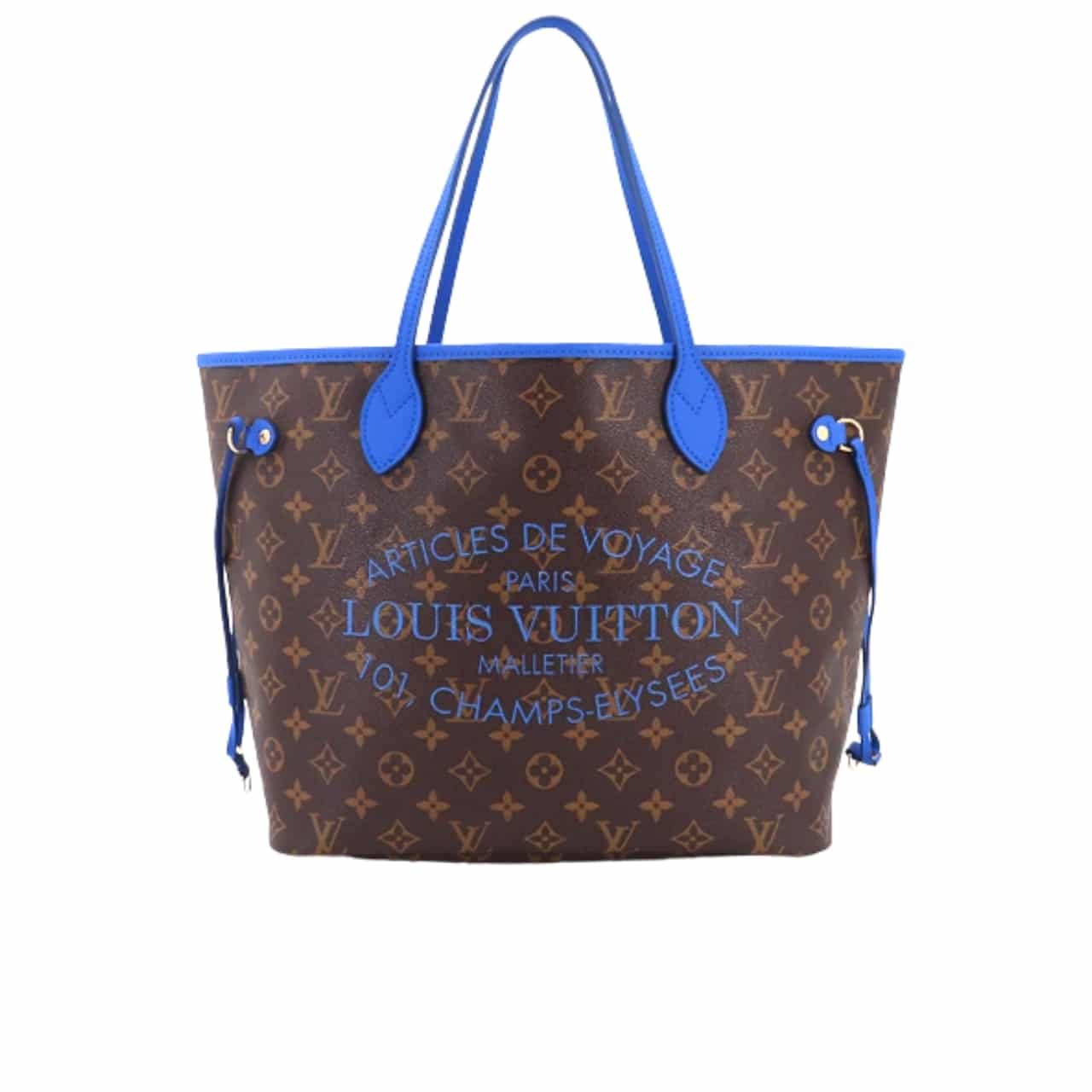 L0vis Vvtt0n Neverfull MM Bag Ikat Flower Monogram Granblue Blue 33Cm M40938