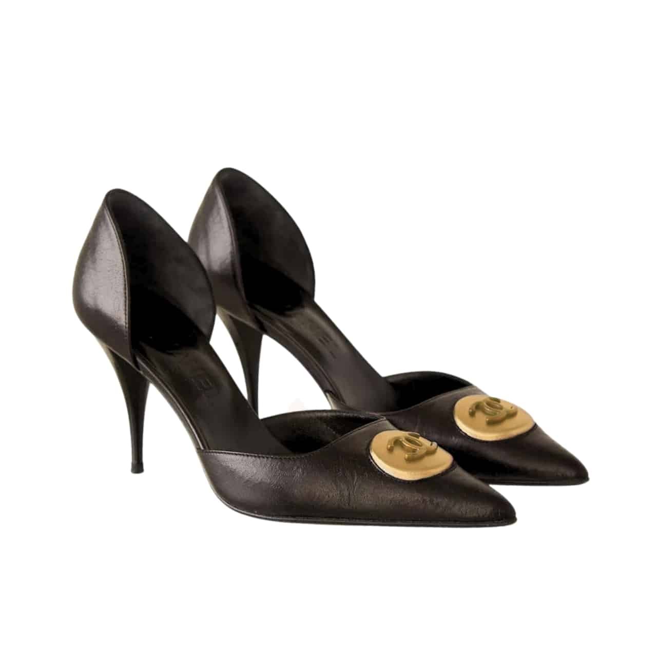 Ch**el Cc Logo Heels In Black