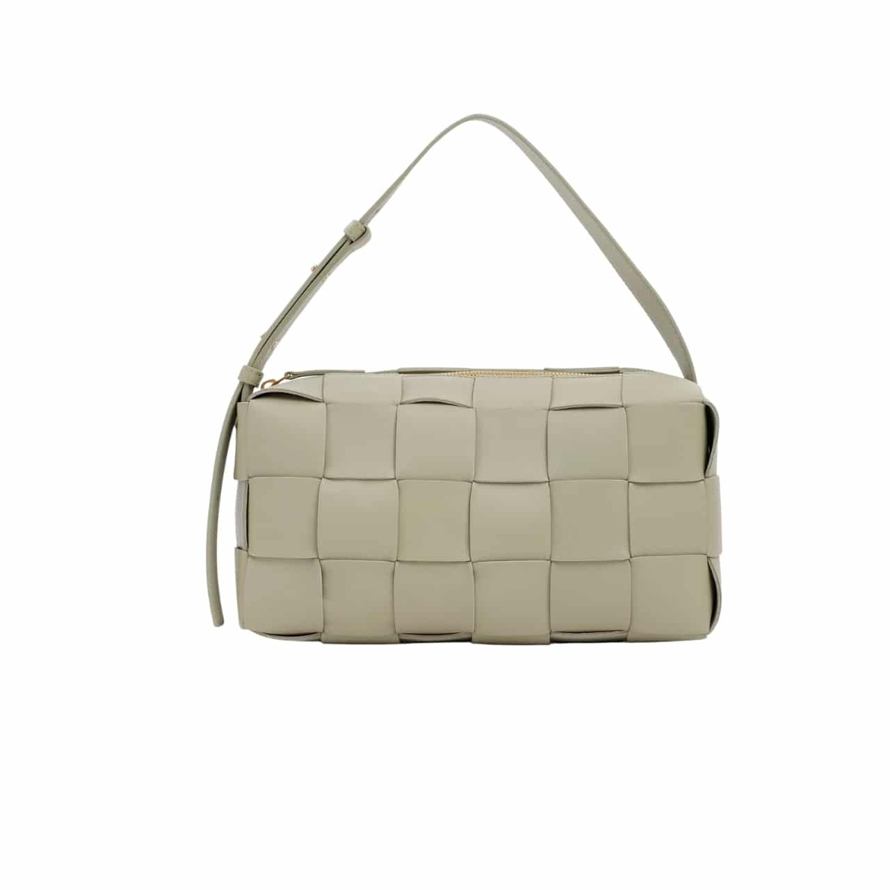 B0tt*ga Ven*ta Brick Cassette Intreccio Leather Shoulder Bag Travertine 28Cm