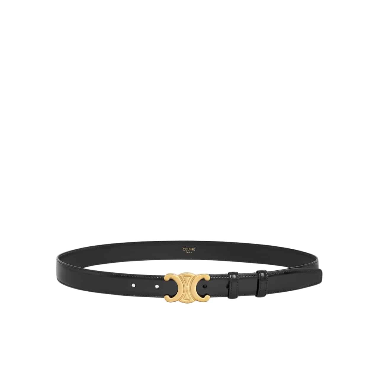 Ce1i*e Medium Triomphe Belt In Taurillon Leather Black 25Mm 45Ak93A01 38No