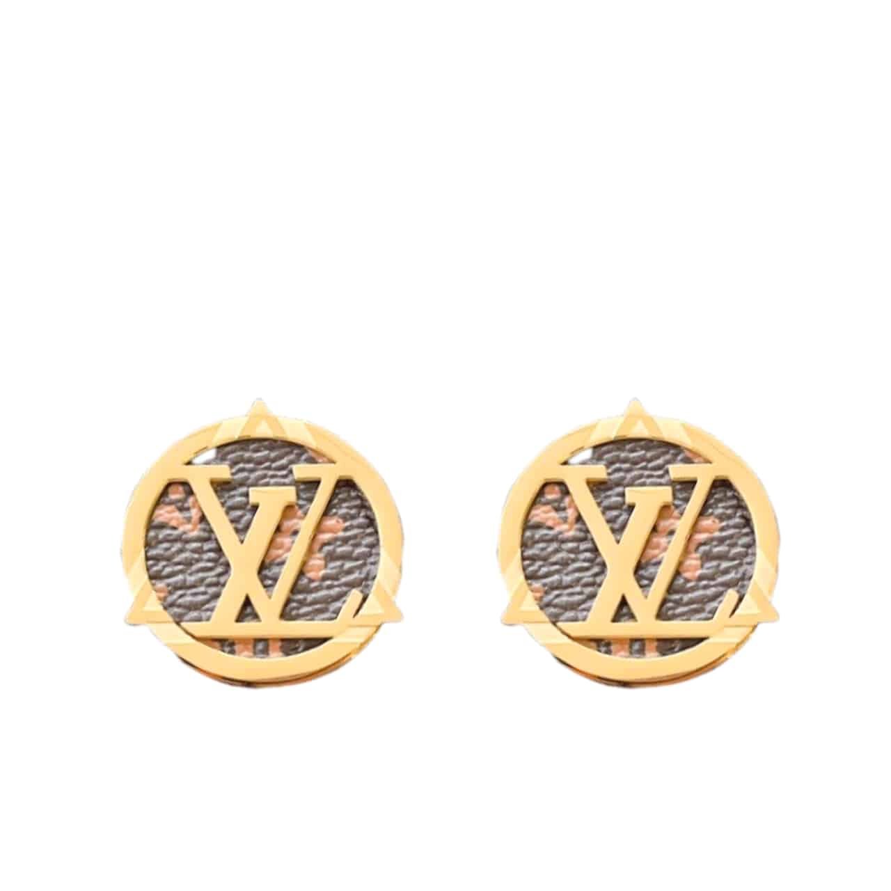 L0vis Vvtt0n Compass Monogram Earrings Gold