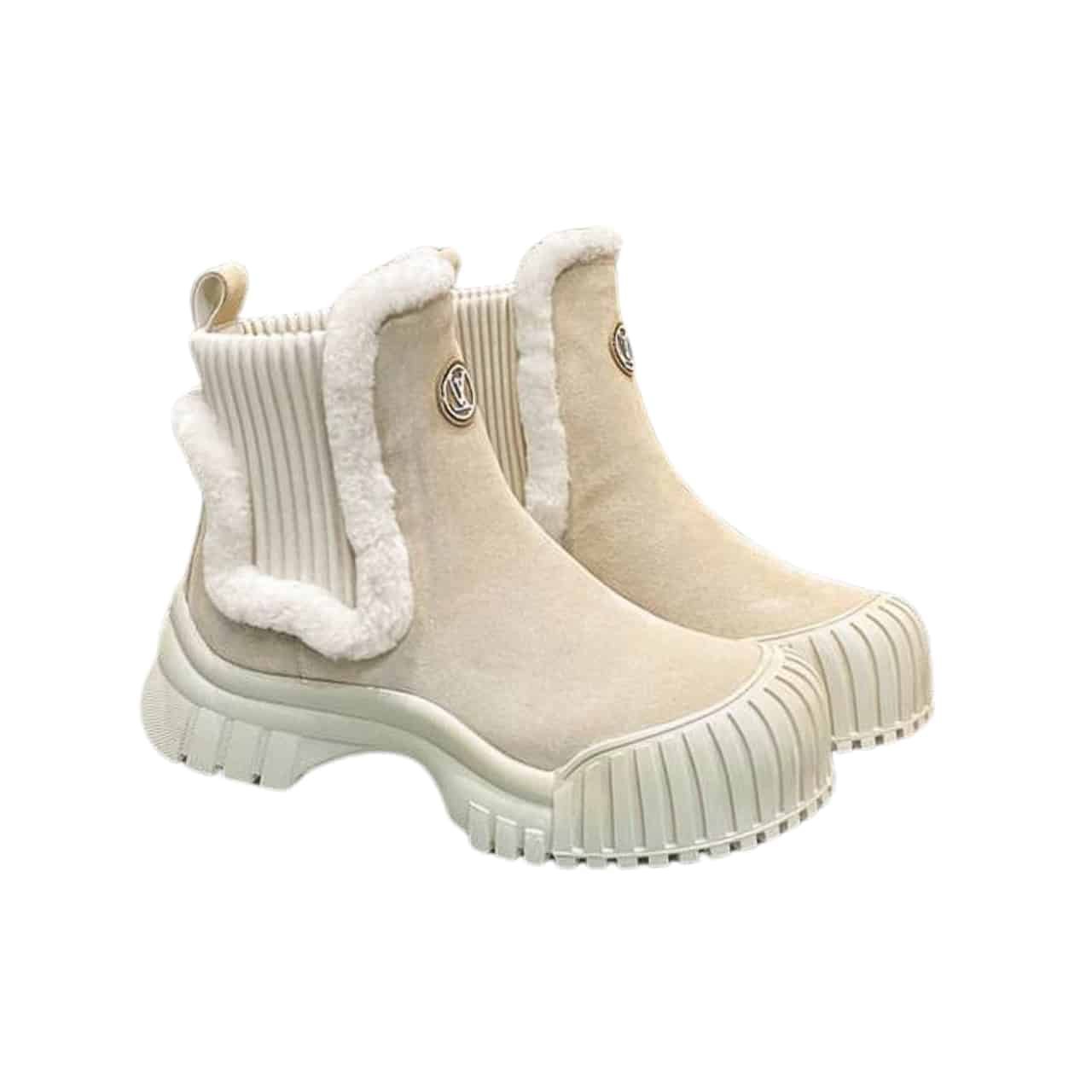 L0vis Vvtt0n Ruby Flat Boots Suede Calfskin And Shearling Beige 1Agwgb