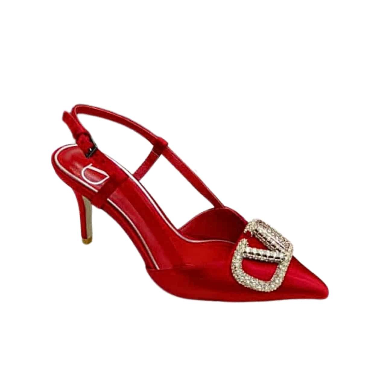 Va1e*ntin0 Garavani Vlogo Signature Patent Slingback Pump Red