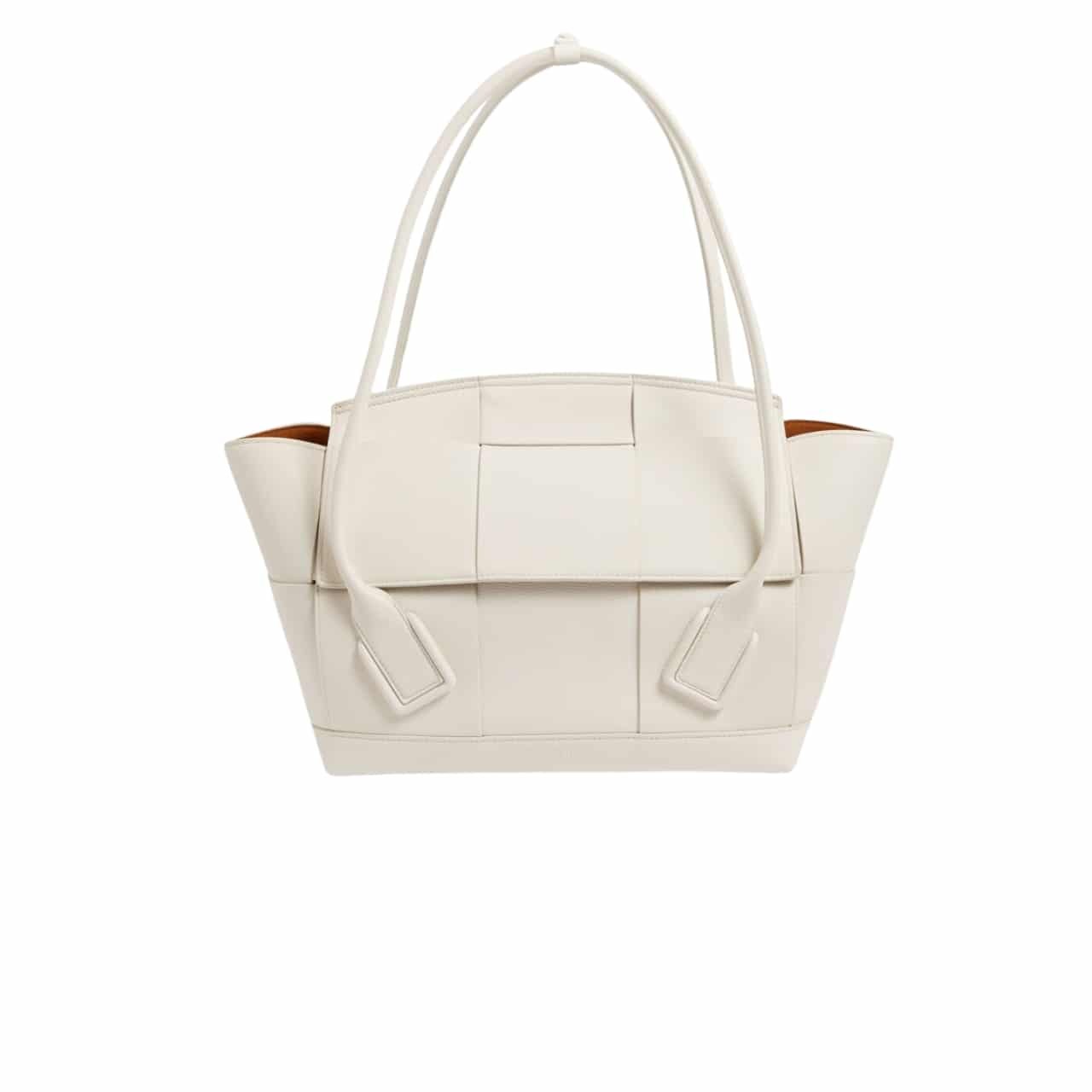 B0tt*ga Ven*ta Arco Handbag Intrecciato Leather In White 20Cm