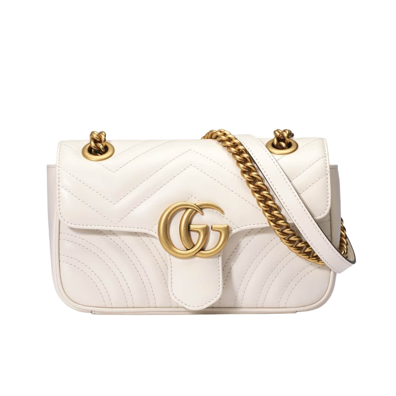 Gvc*1 Gg Marmont Mini Shoulder Bag White Matelasse 22Cm ‎446744 Dtdit 9022
