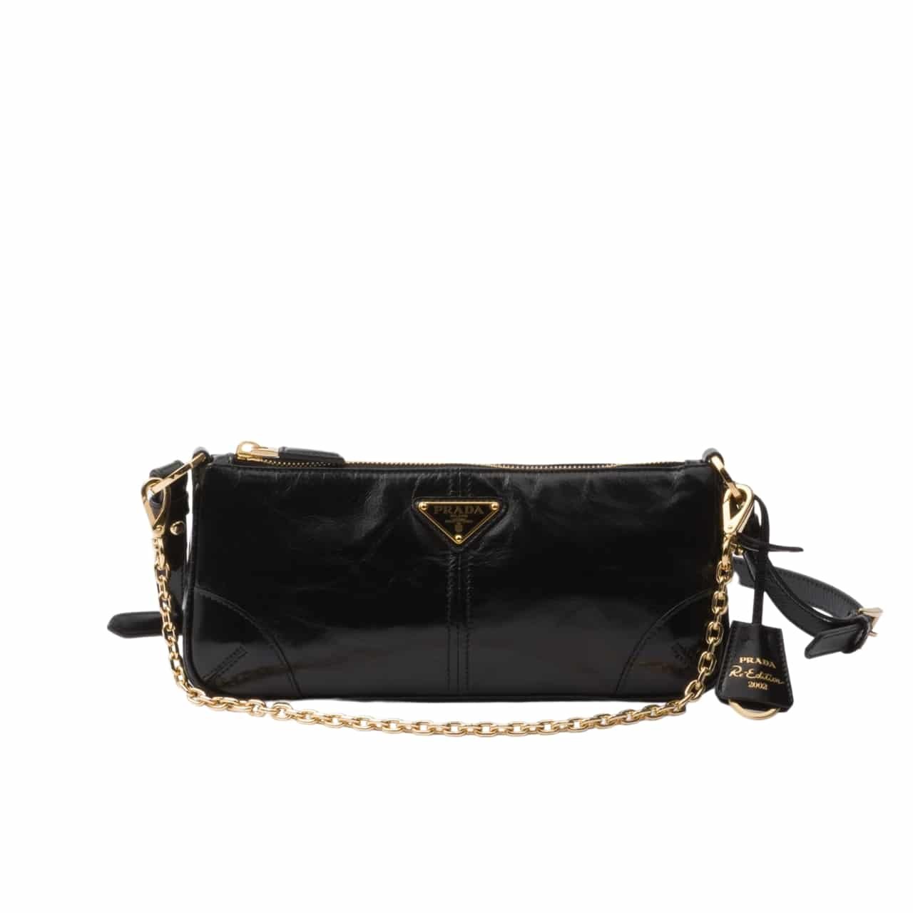 Pra*a Re Edition 2002 Leather Shoulder Bag Black 23Cm 1Bc201 2Cyr F0002 V Ooo
