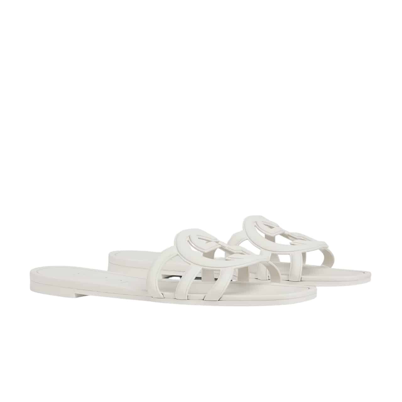 Gvc*1 Women’s Interlocking G Slide Sandal White 780307 J8700 9022