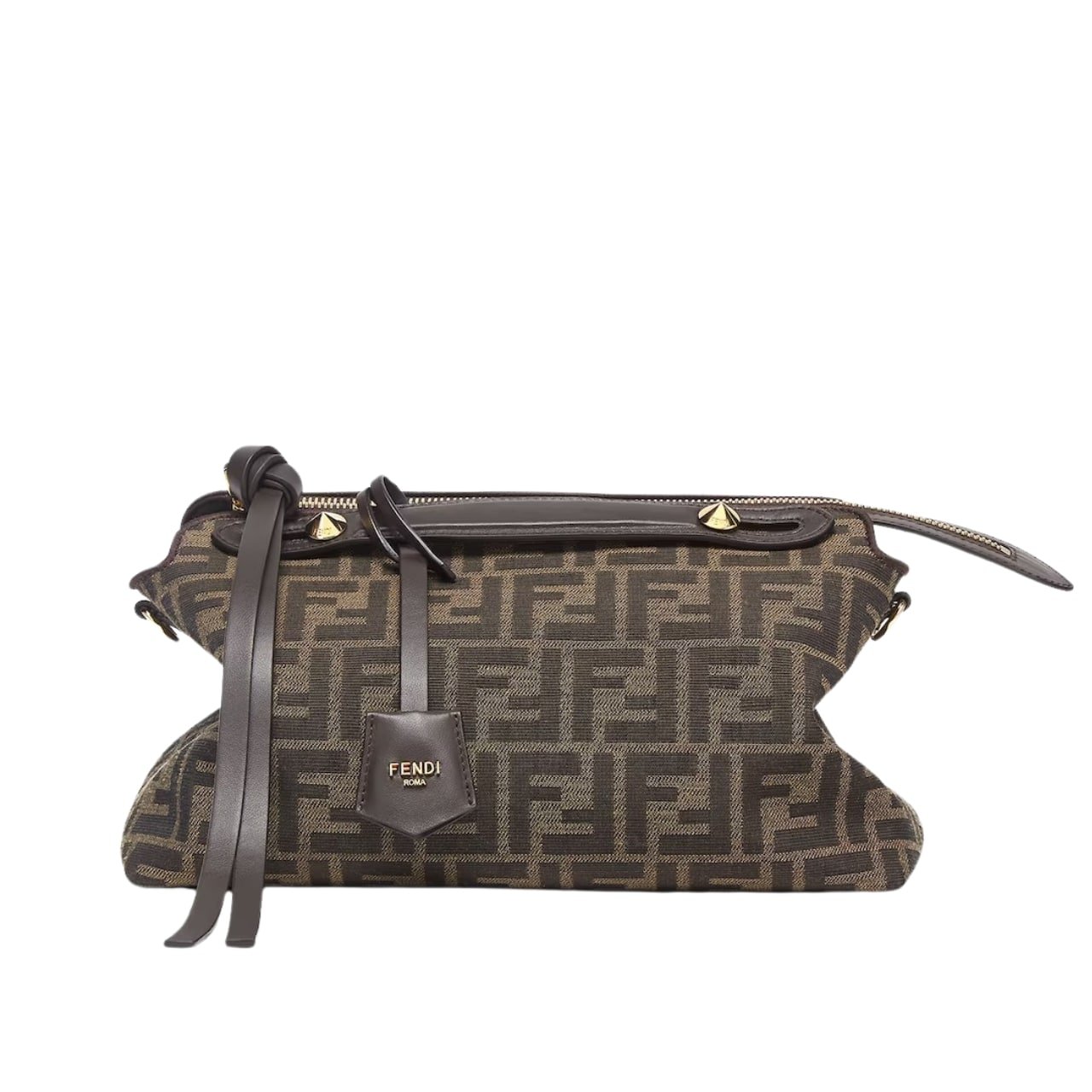 F**di By The Way Soft Medium Brown Ff Jacquard Fabric Bag 27Cm 8Bl155Afpmf1Gl7