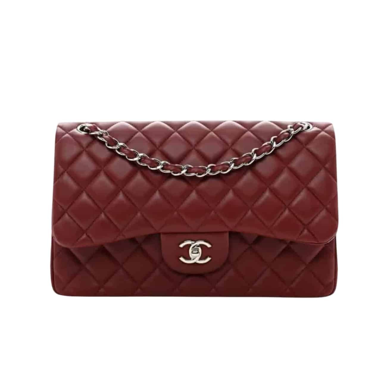 Ch**el Classic Double Flap Bag Plum Red 25Cm