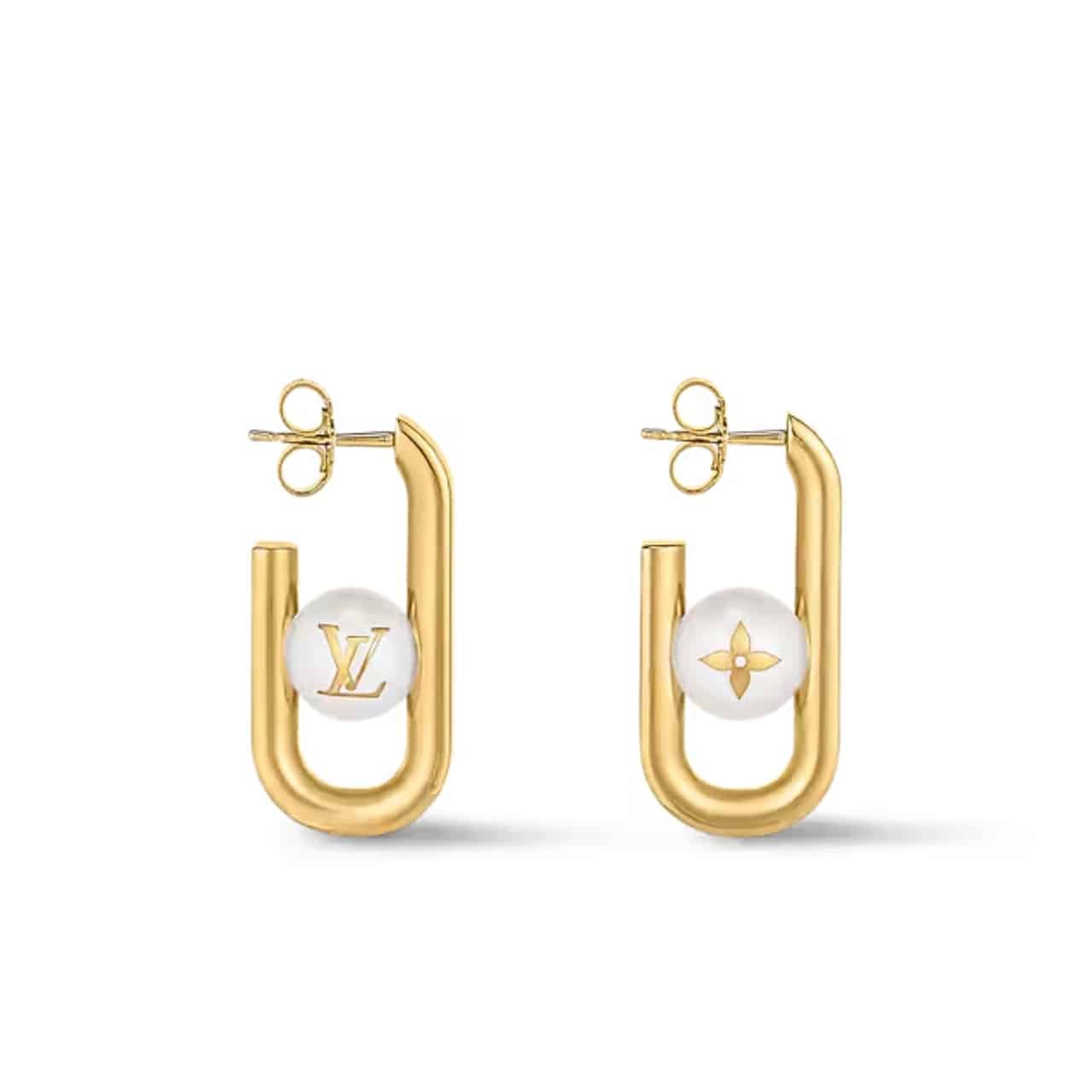 L0vis Vvtt0n My Lv Chain Pearls Earrings Gold M01451
