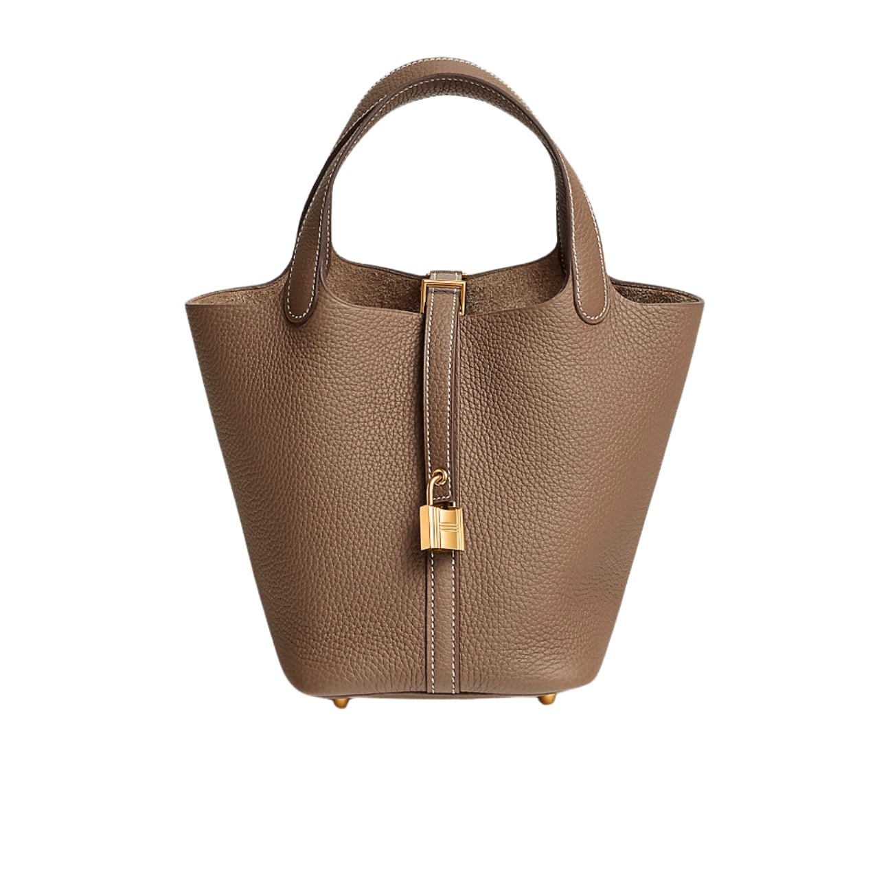 H**me5 Picotin Lock 18 Bag Etoupe With Gold 18Cm H056289Cc18