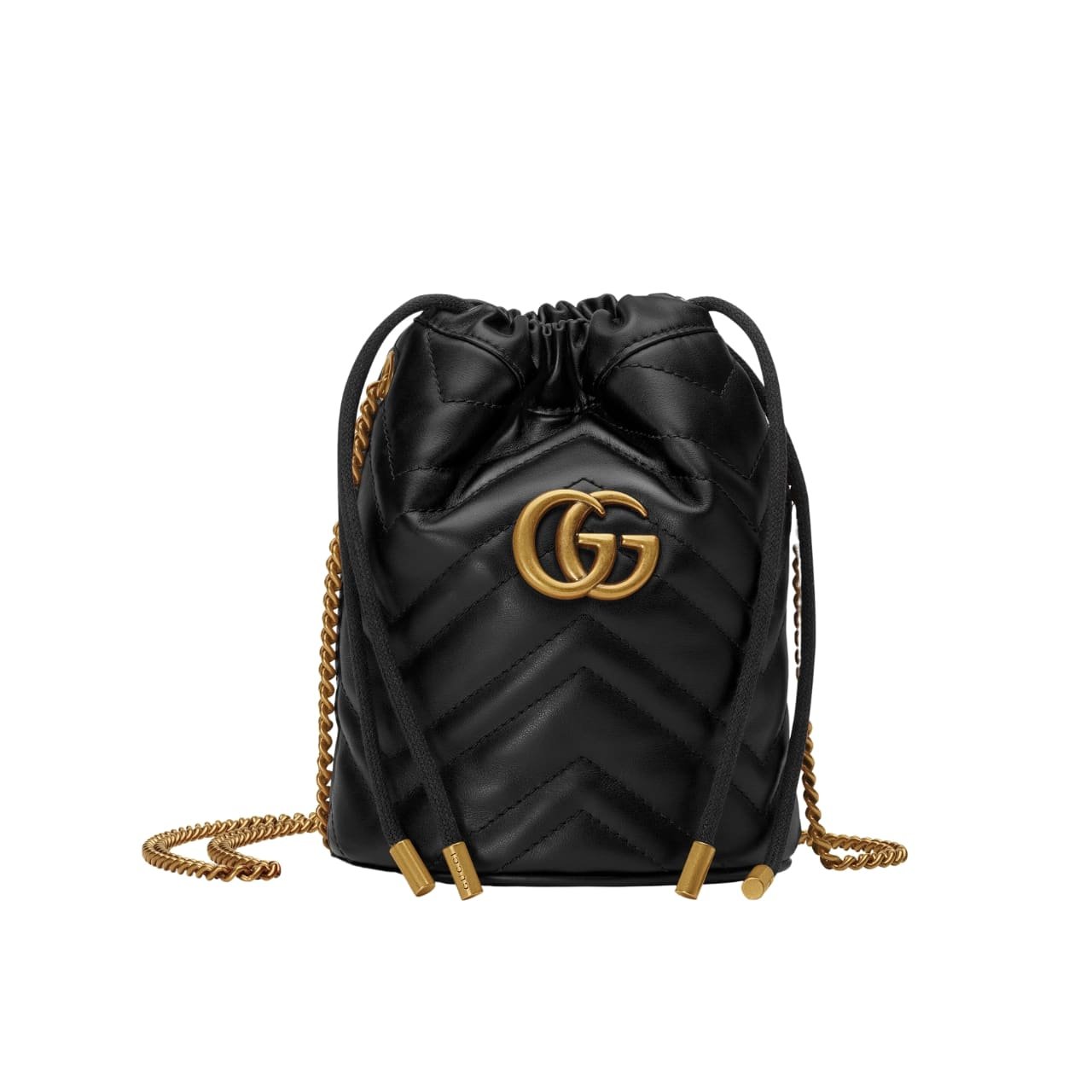 Gvc*1 Gg Marmont Matelassé Chevron Mini Bucket Bag Black 15Cm ‎575163 Dtdrt 1000