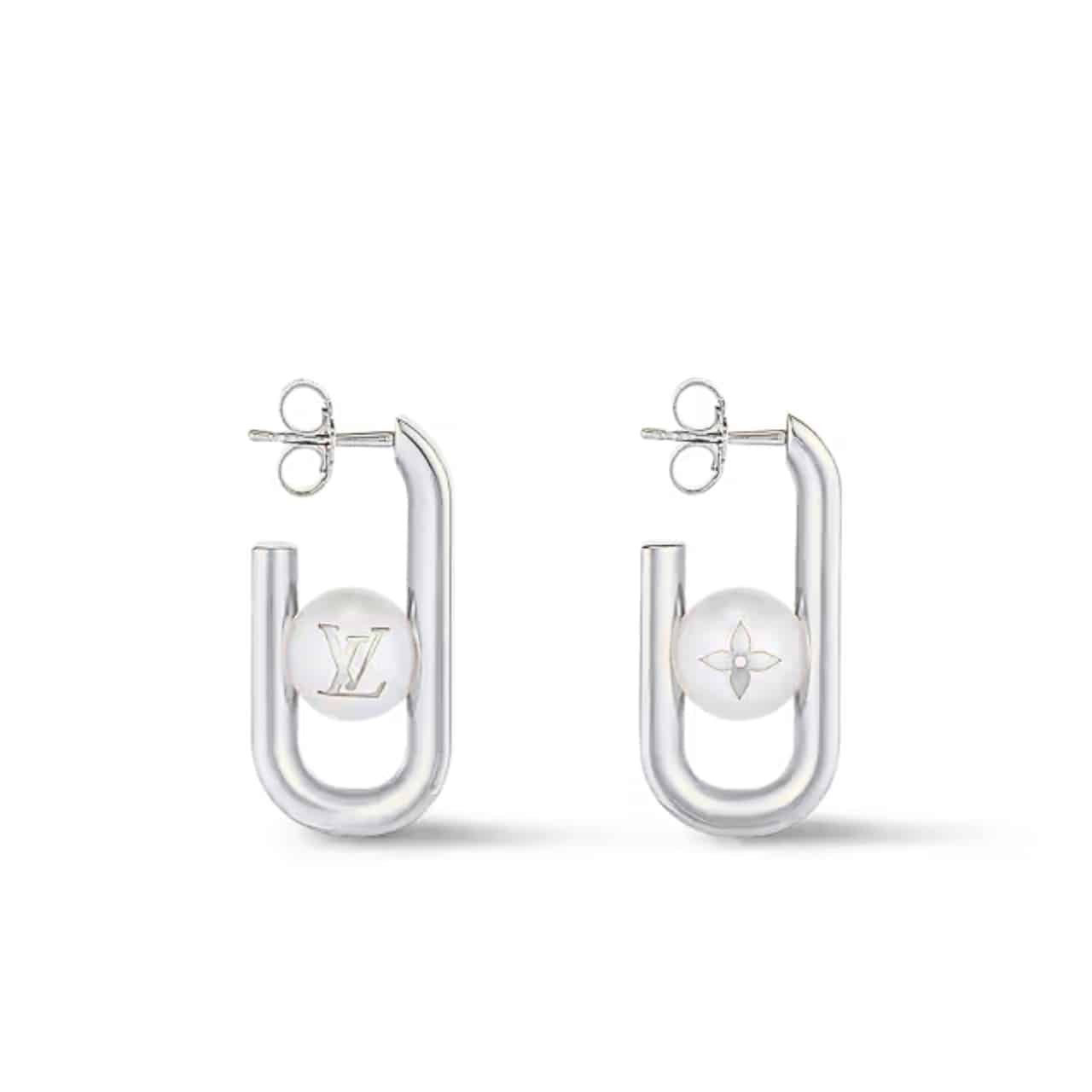 L0vis Vvtt0n My Lv Chain Pearls Earrings Silver