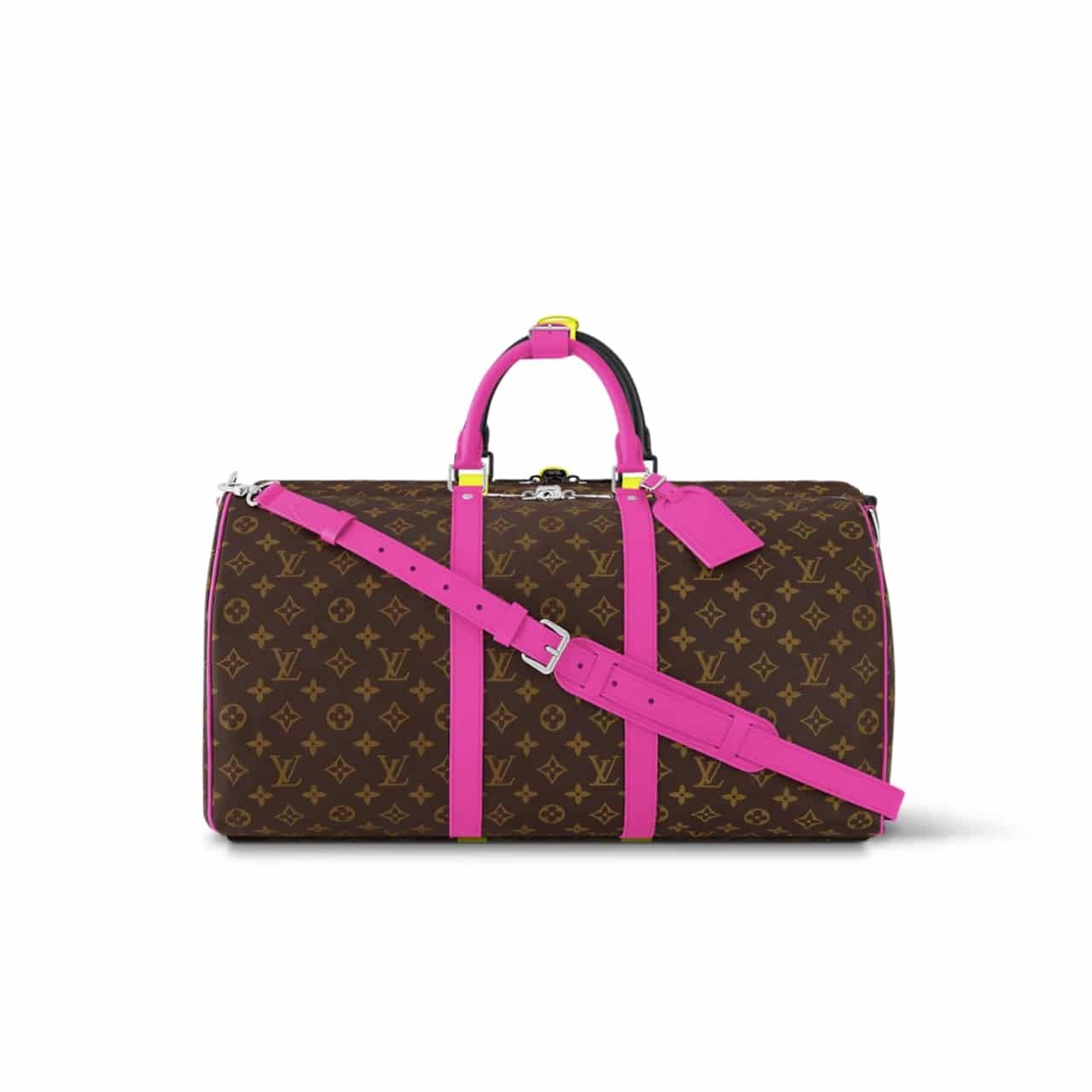 L0vis Vvtt0n Keepall Bandoulière 50 Brown And Pink Macassar Canvas