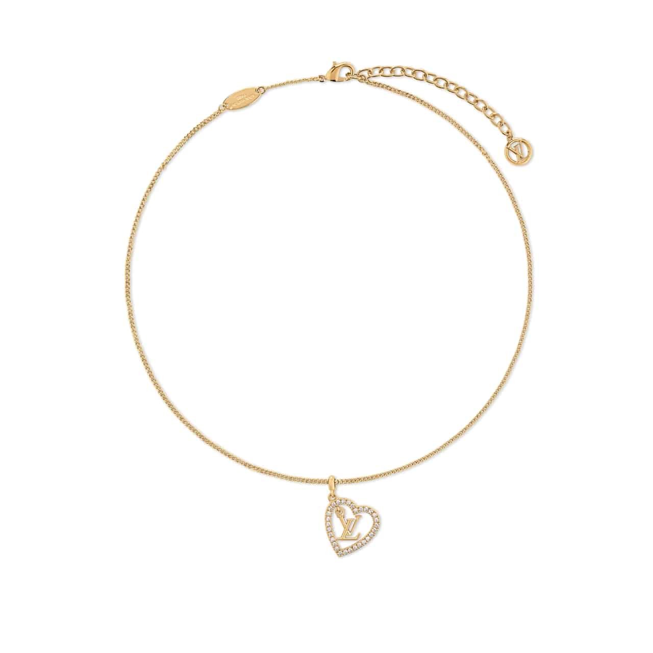 L0vis Vvtt0n My Lv Heart Necklace Gold Tone M02389