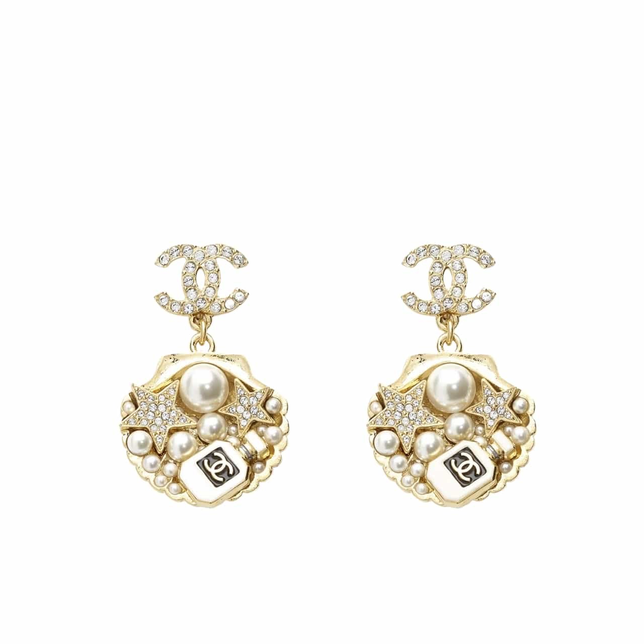Ch**el Clip On Pendant Earrings Gold Tone Abf071 B19292 Nadgb
