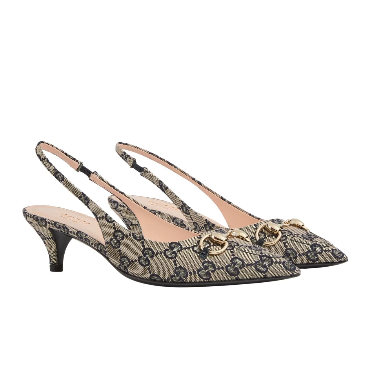 Gvc*1 Women’s Horsebit Slingback Pump Beige And Blue 782627 2Hk80 4041