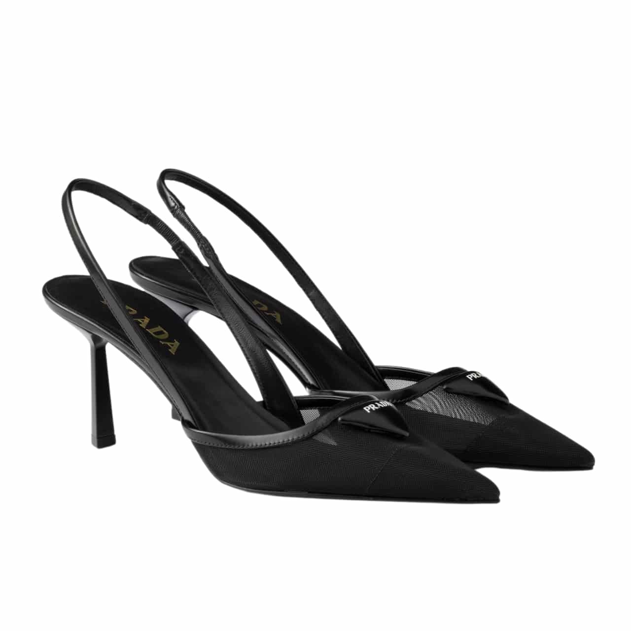 Pra*a Mesh Fabric Slingback Pumps Black 1I891N 099 F0002 F 075
