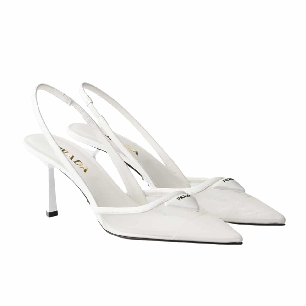 Pra*a Mesh Fabric Slingback Pumps White 1I891N 099 F0009 F 075