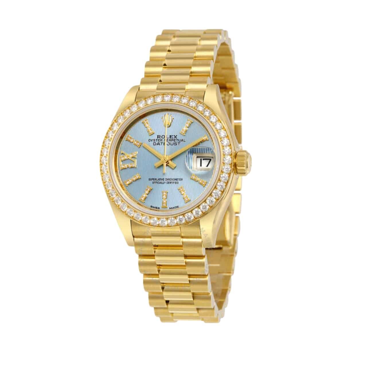 R01ex Lady Datejust 28 Cornflower Blue Dial Gold 18K 28Mm 279138Blsrdp