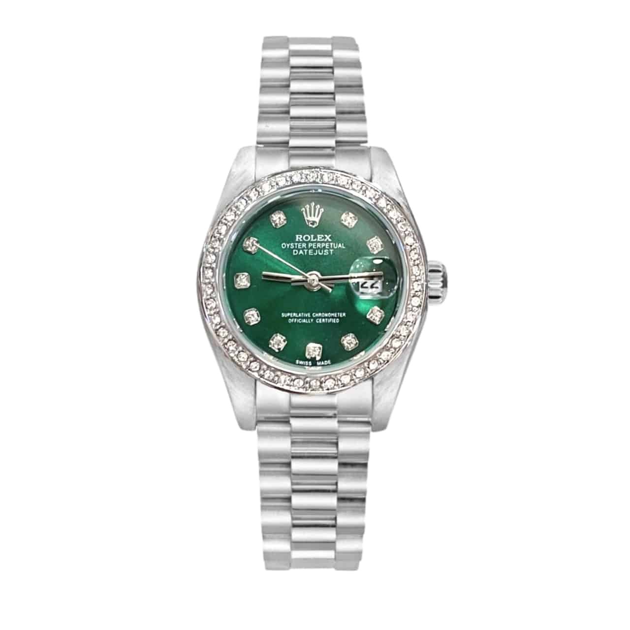 R01ex Lady Datejust 28 Silver Jubilee D1am0nd Dial In Green 31Mm