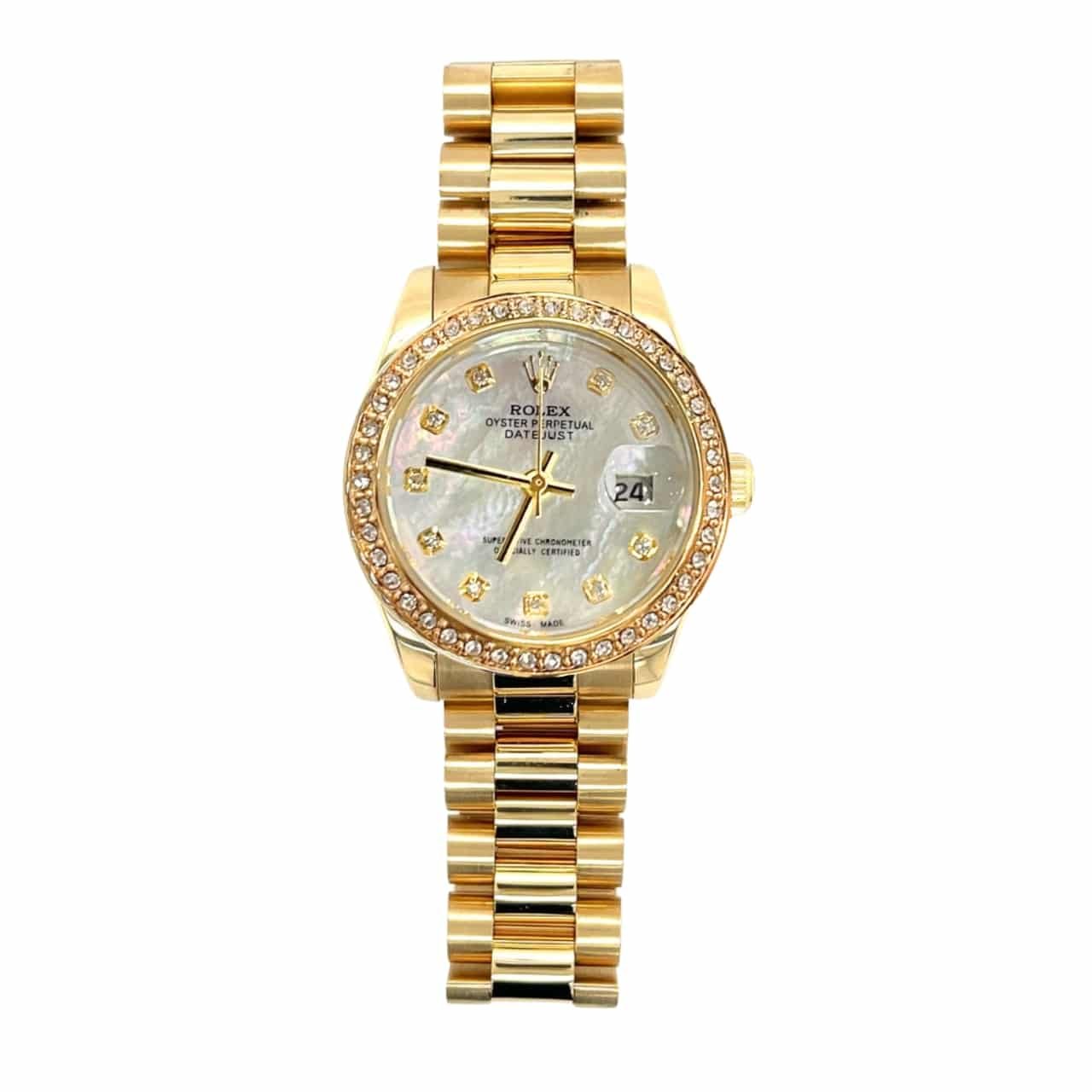 R01ex Lady Datejust 28 D1am0nd Dial 18K Gold In White 28Mm