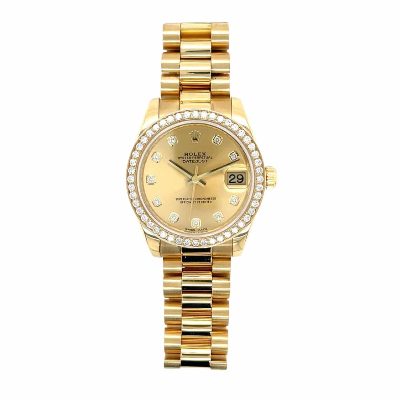 R01ex Lady Datejust 28 D1am0nd Dial 18K Yellow Gold 28Mm