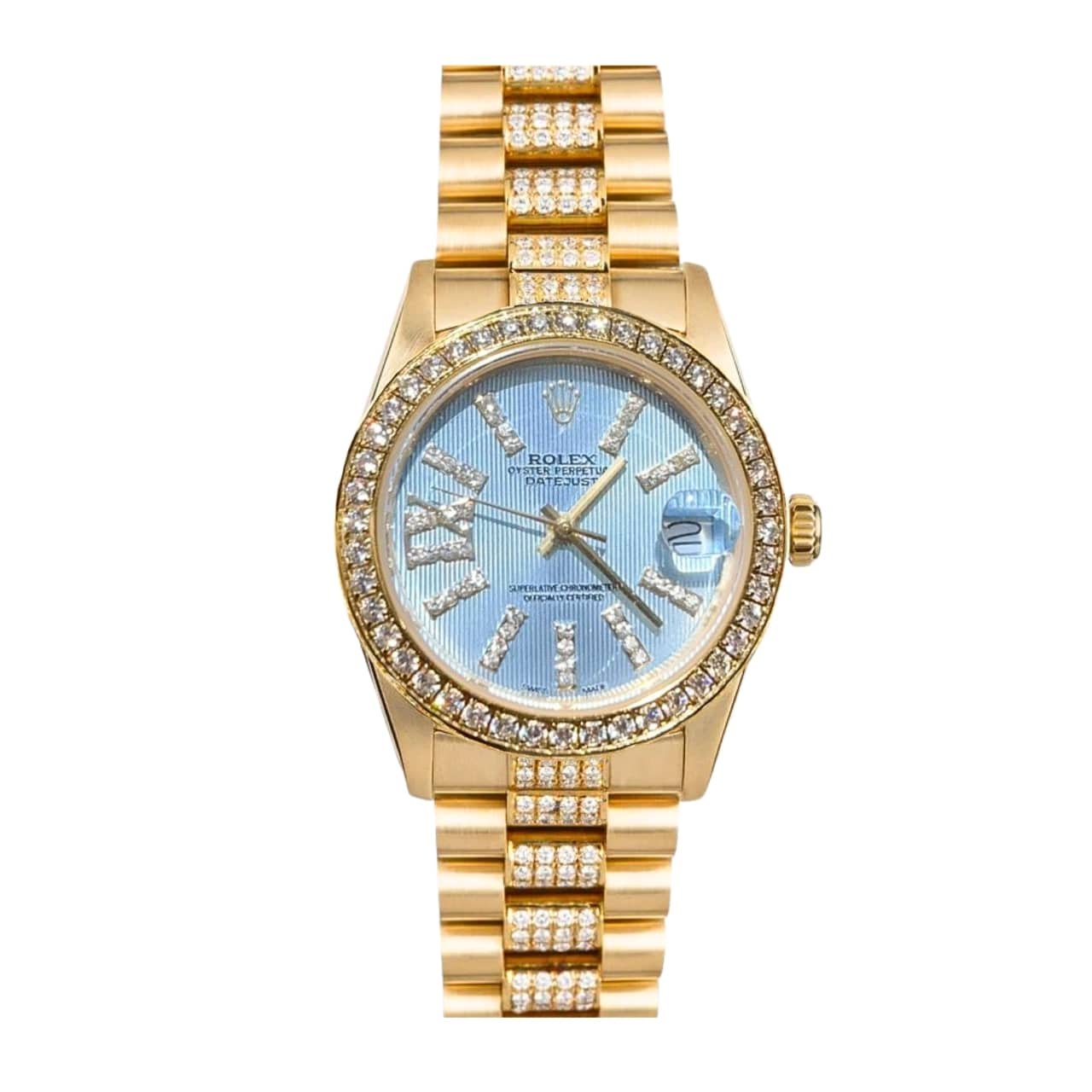 R01ex Datejust D1am0nd In Gold With Blue Dial 31Mm