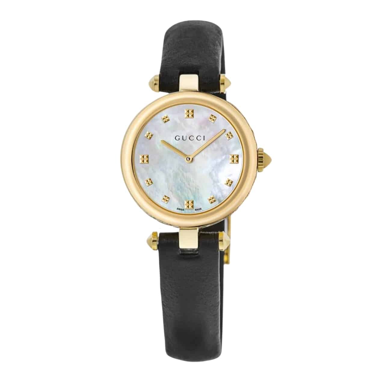 Gvc*1 Diamantissima Swiss Quartz With Black Strap And Gold Tone 27Mm Ya141404