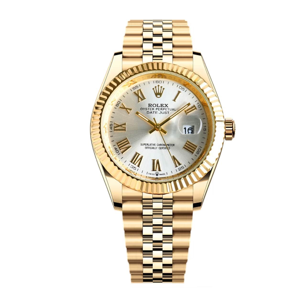 R01ex Datejust Roman Numeral Dial Gold In White 41Mm