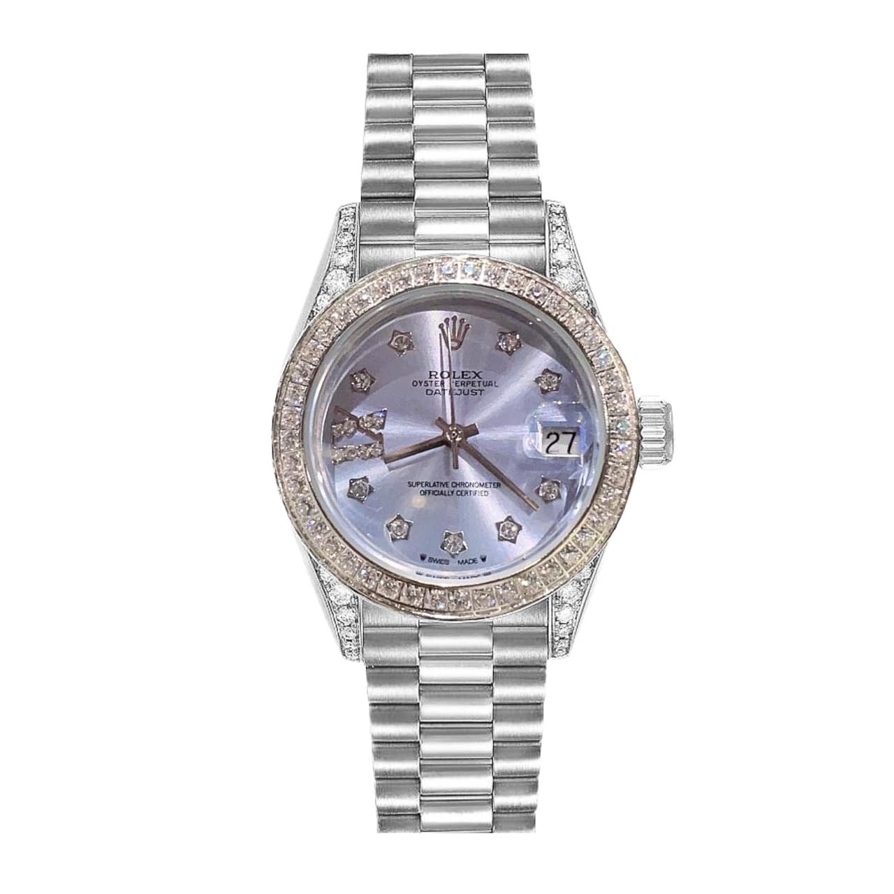 R01ex Datejust D1am0nd Bezel Oyster White Gold Purple 31Mm