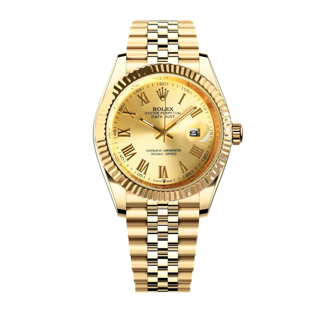 R01ex Datejust Roman Numeral Dial Gold In Yellow 41Mm