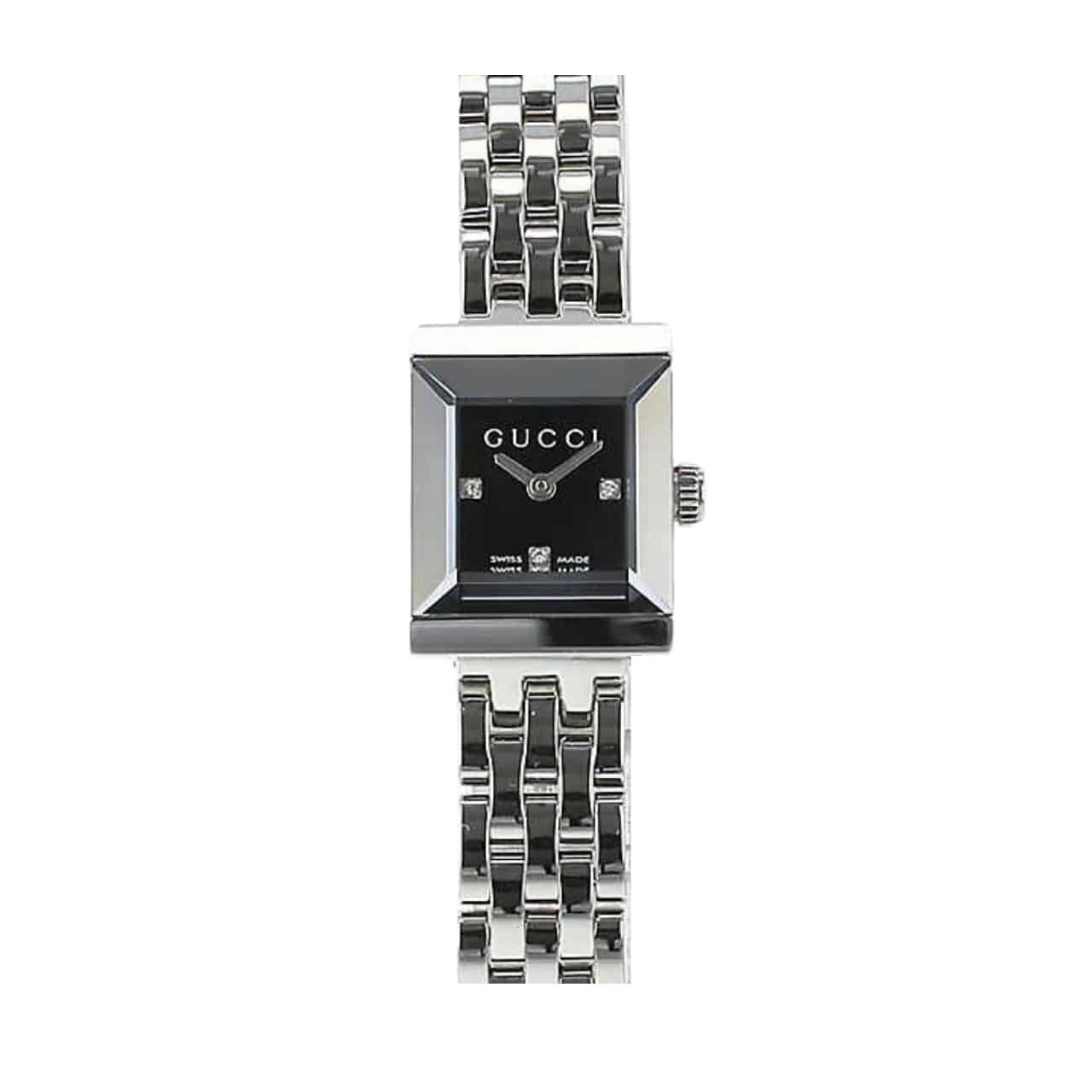 Gvc*1 G Frame Bracelet Watch Square Shape Silver In Black 20Mm Ya128507