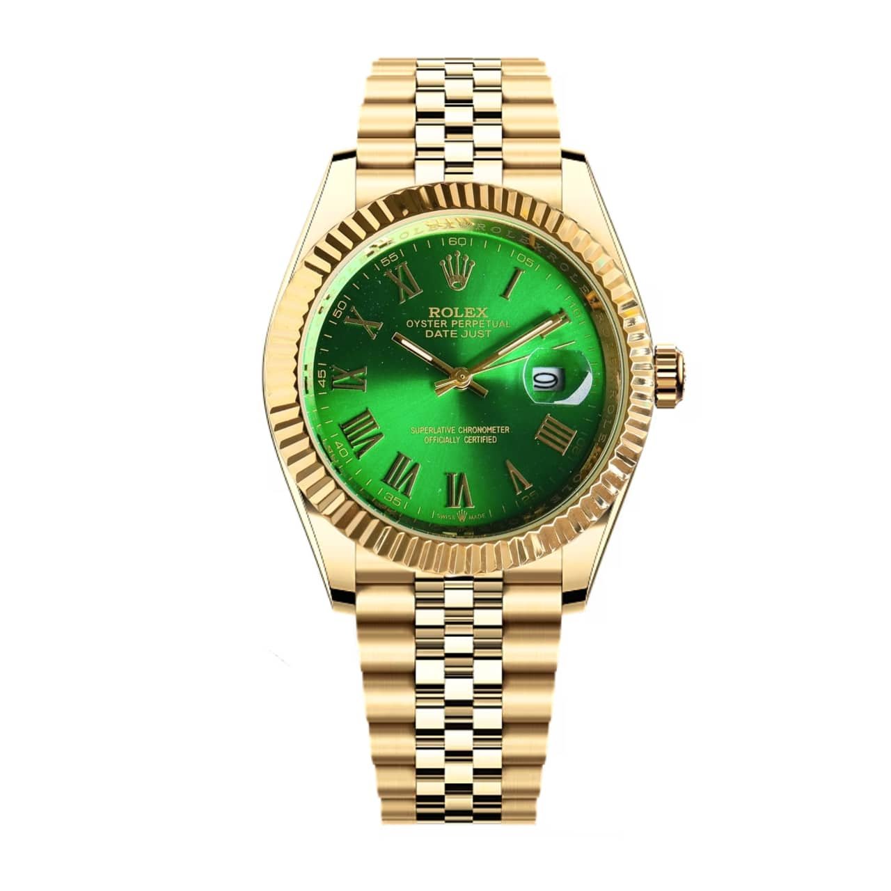 R01ex Datejust Roman Numeral Dial Gold In Green 41Mm