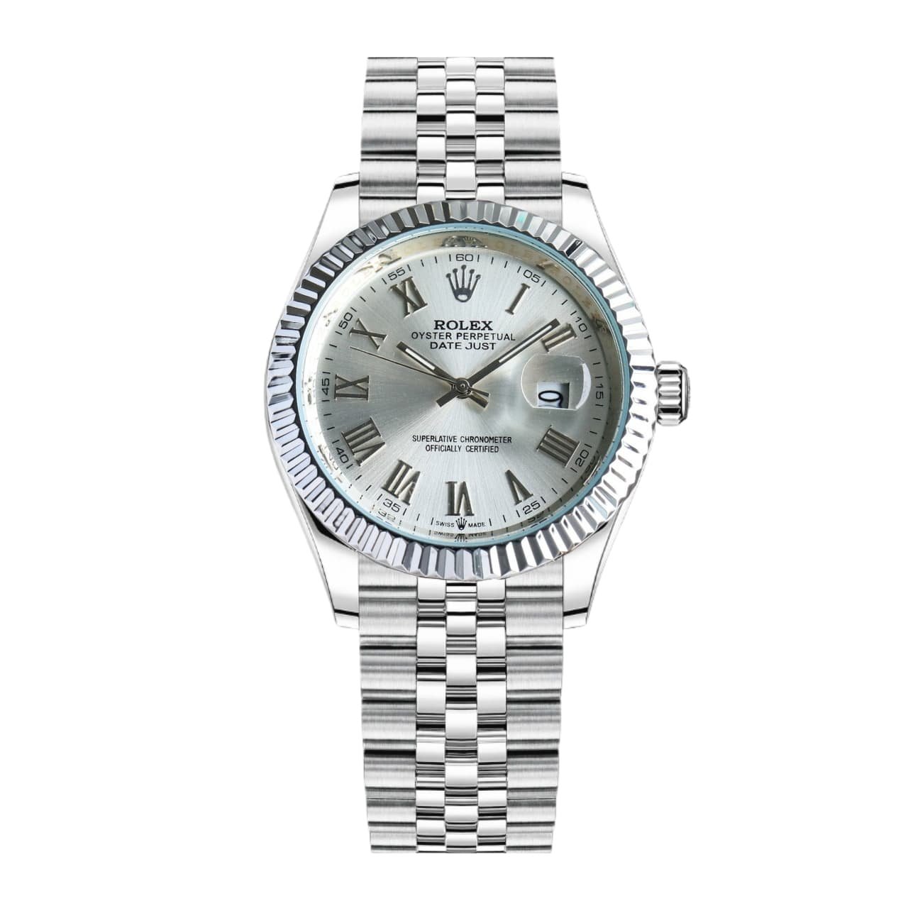 R01ex Datejust Roman Numeral Oystersteel And White Gold In Silver 41Mm