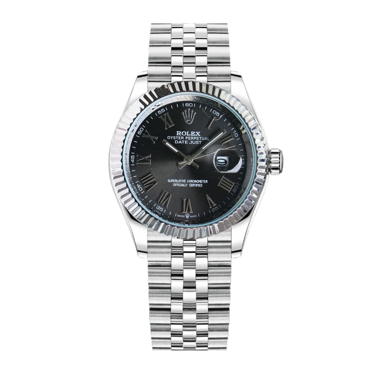 R01ex Datejust Roman Numeral Oystersteel And White Gold In Black 41Mm