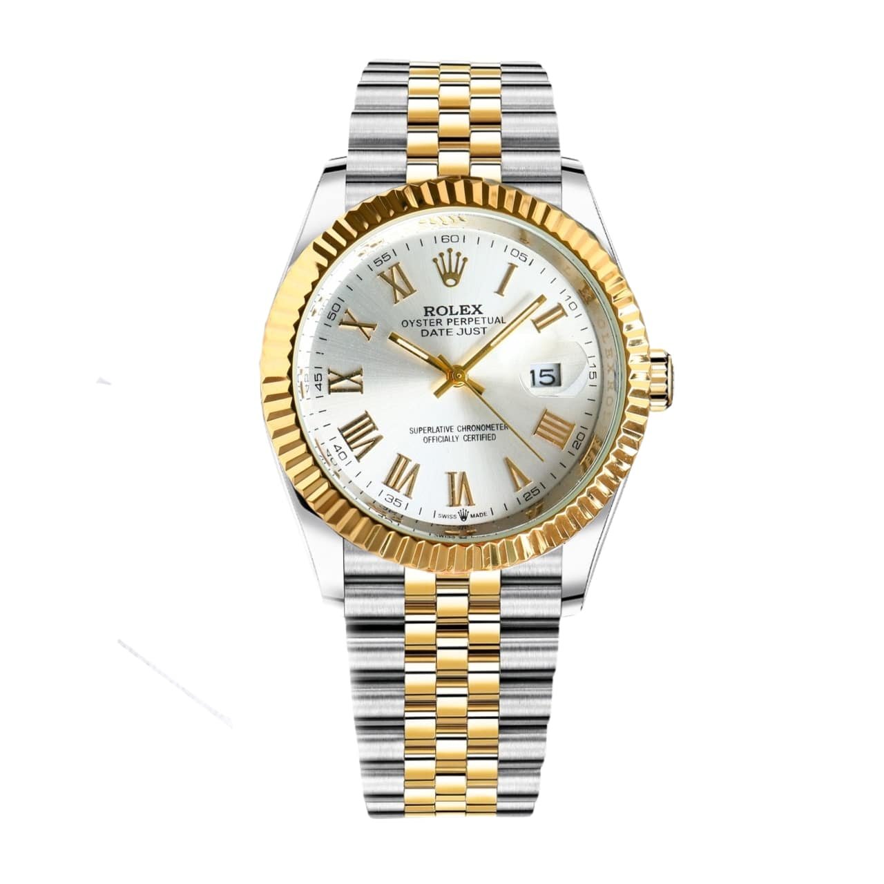 R01ex Datejust Roman Numeral Dial Oystersteel And Gold In White 41Mm