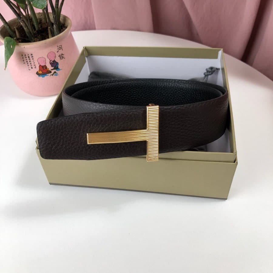 Tom Ford Black Reversible Full Grain Leather Belt