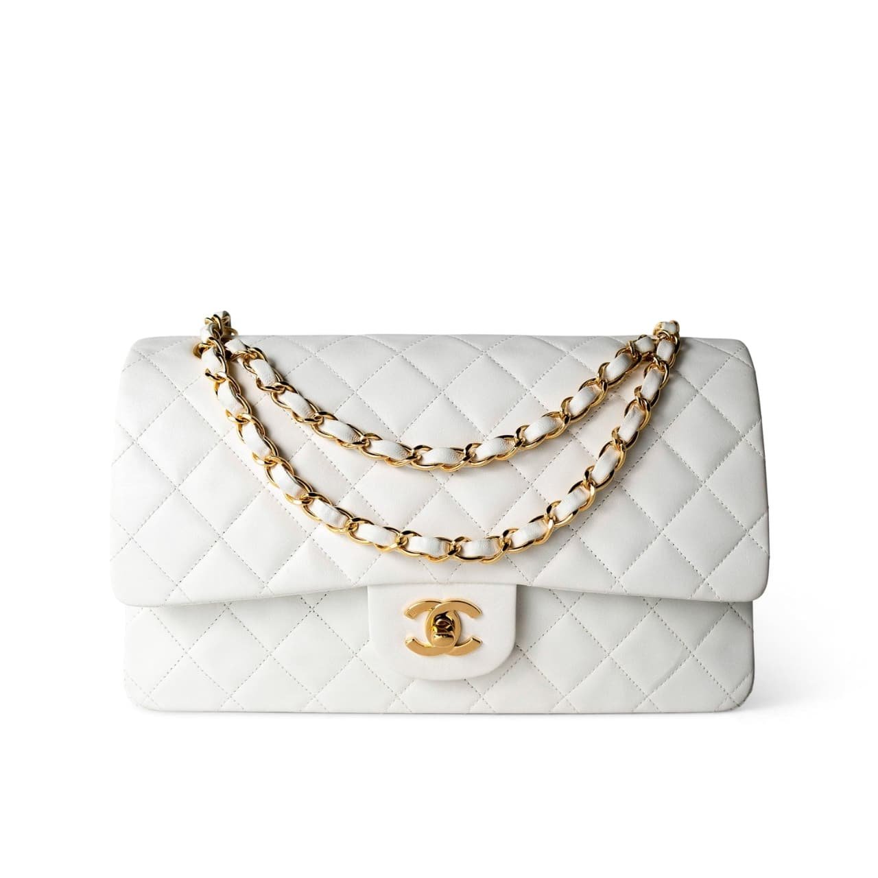 Ch**el Classic Medium Handbag White 25Cm A01112