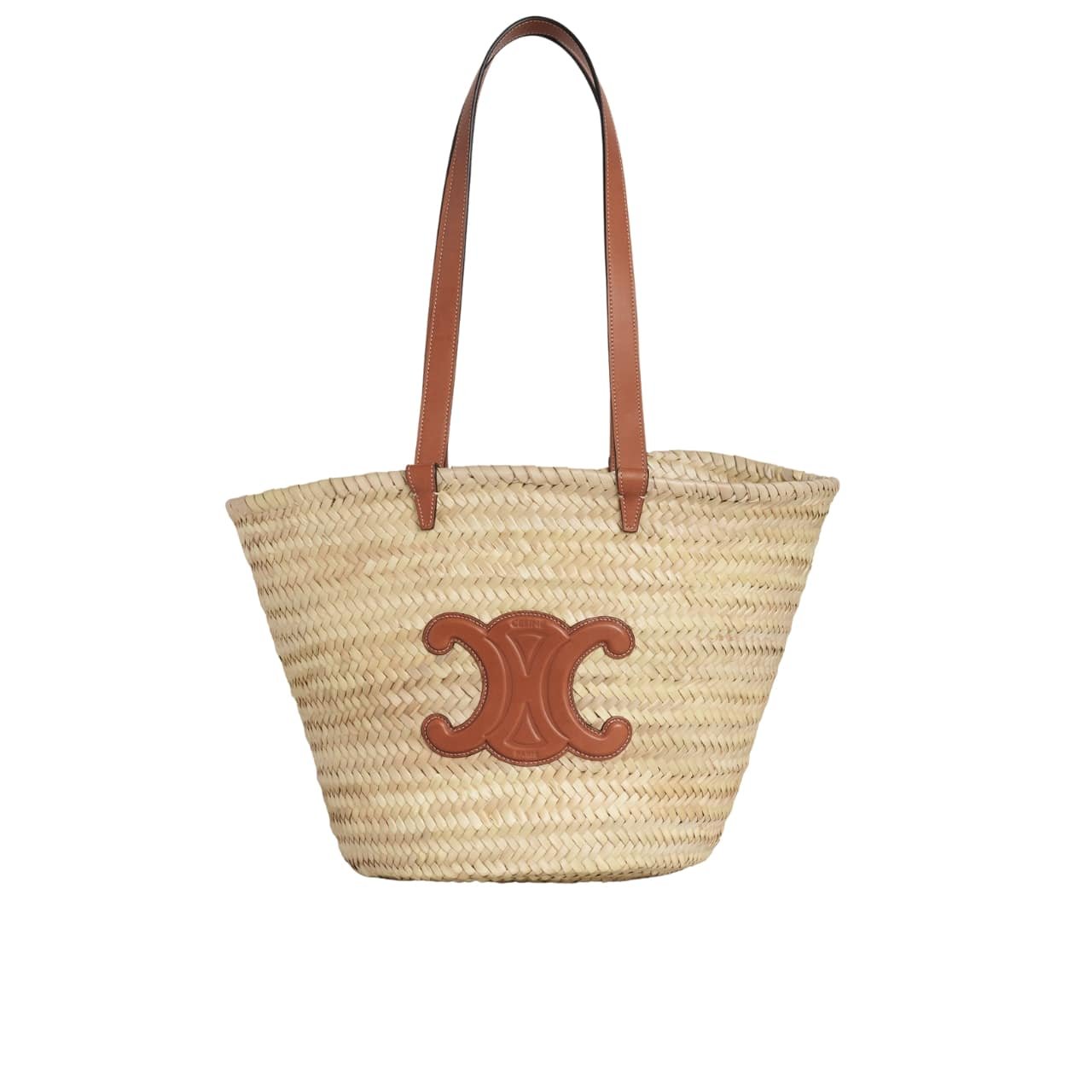 Ce1i*e Large Triomphe Classic Pannier In Raffia Calfskin Tan 42Cm 192622Cgg 04Lu