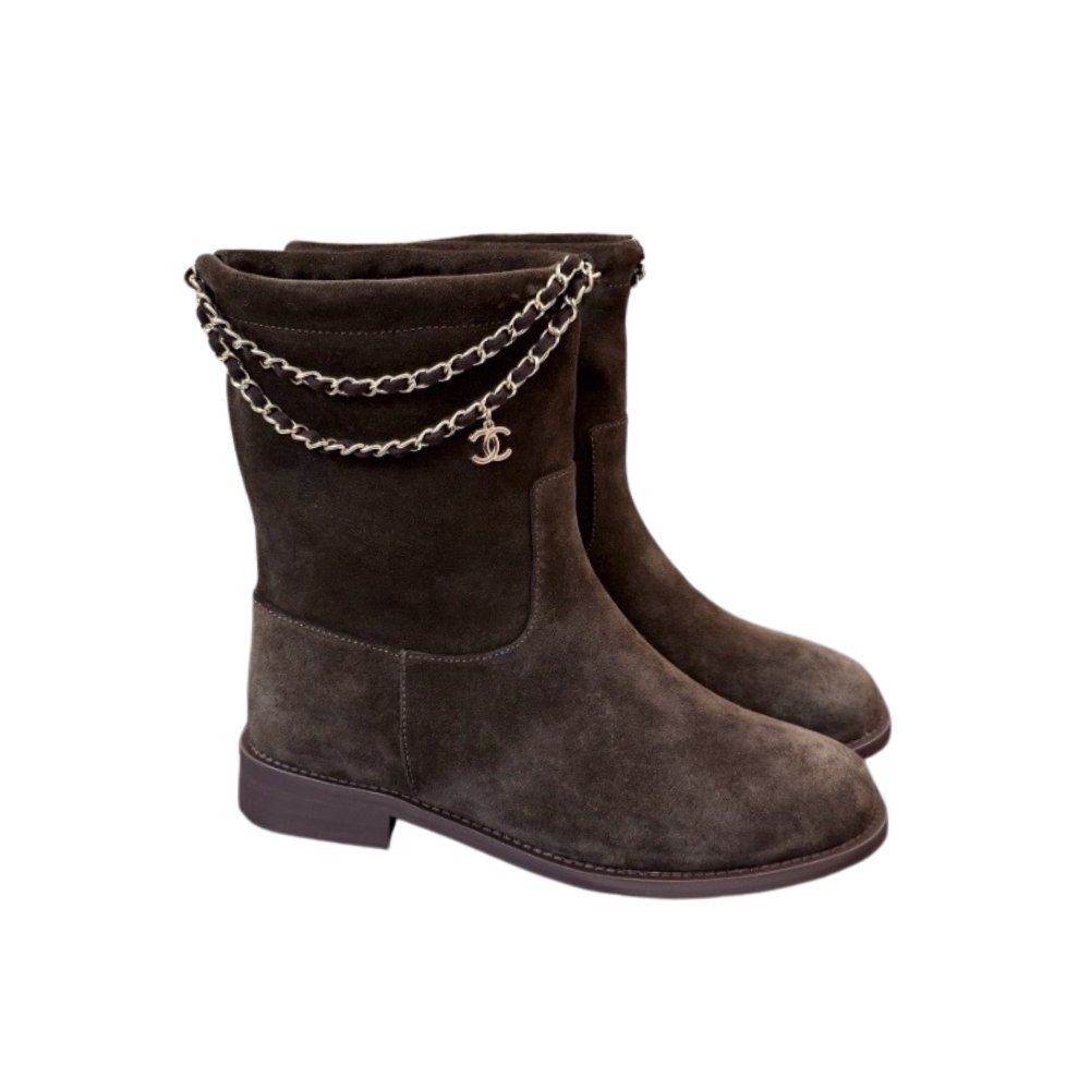 Ch**el Suede Ankle Boots Brown